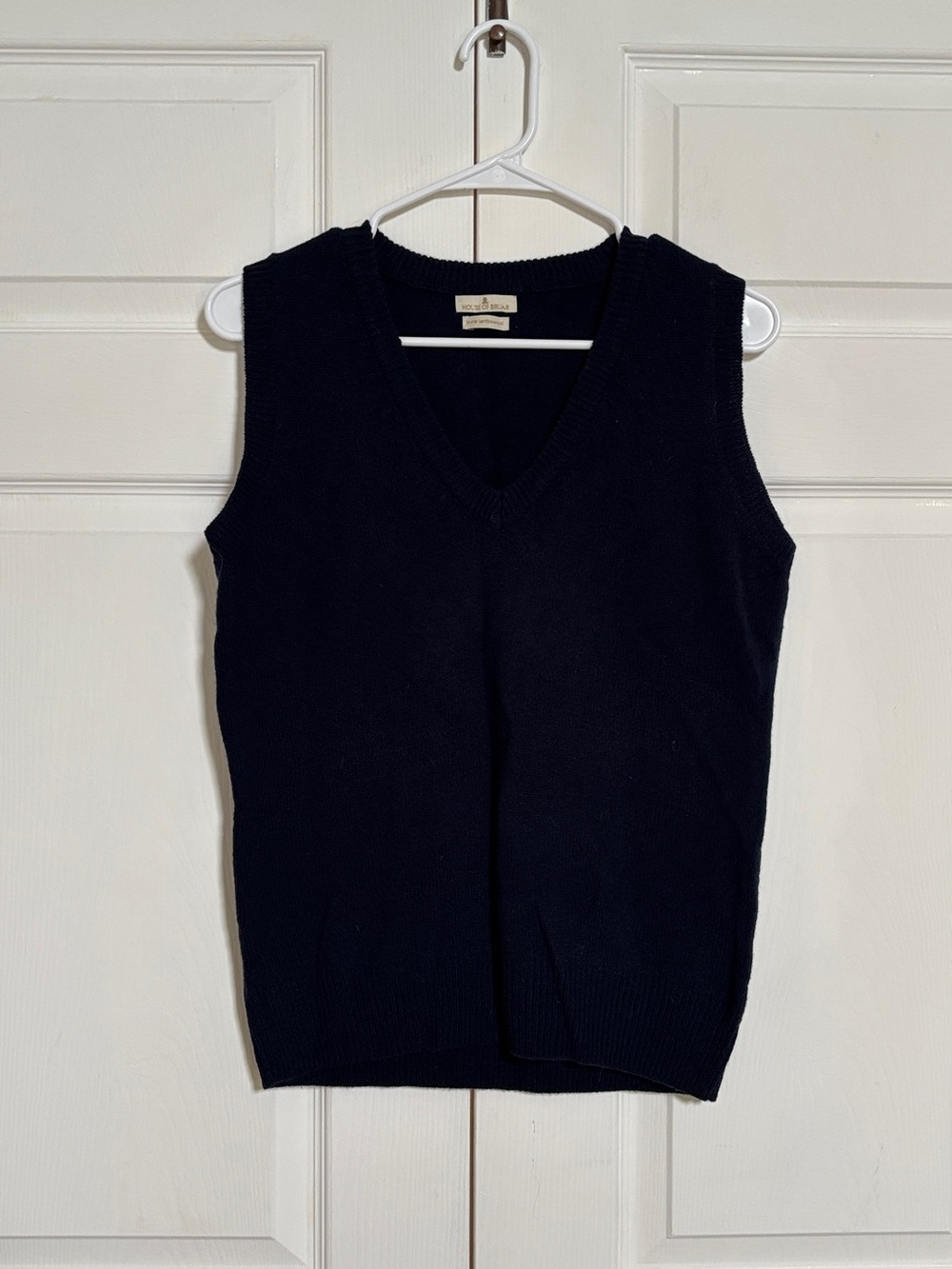 House of Bruar Men’s S 100% Lambswool Navy V-Neck Sweater Vest